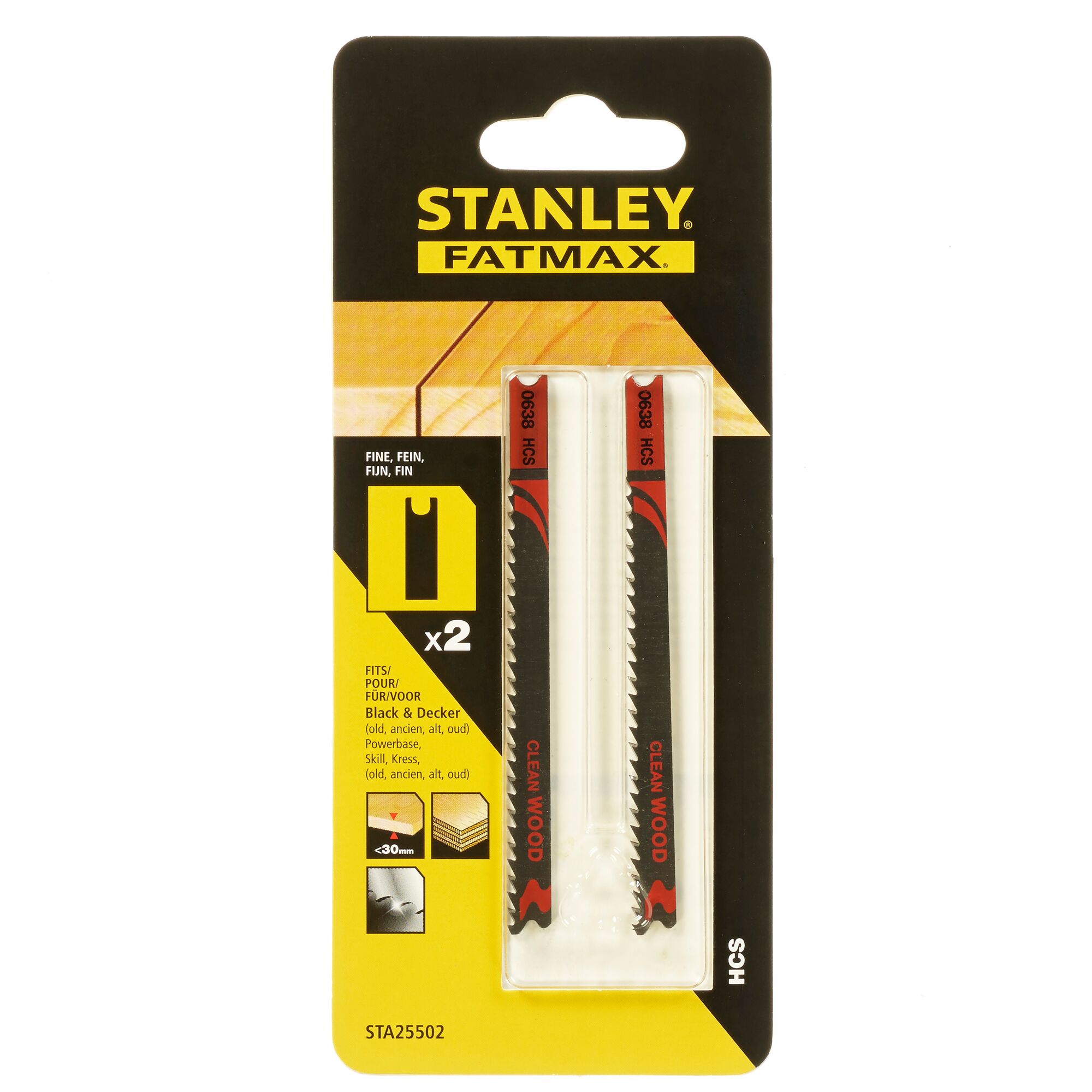 Pack Of 2 STA25572 92 mm length Staney Jigsaw blades 