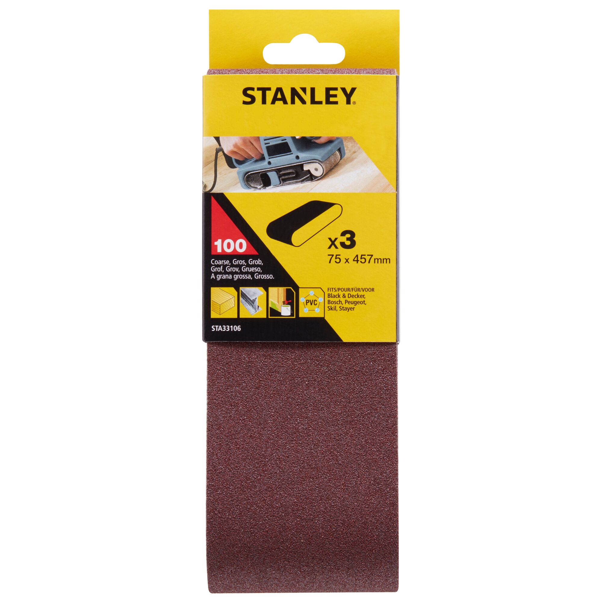 SANDING BELTS - 75 x 457 100g | STANLEY